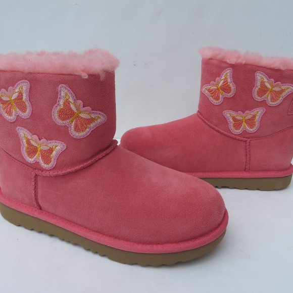 UGG Australia Boots Kids 4 NEW Mini Bailey Bow II Butterfly TEAR Pink NIB - Picture 4 of 12